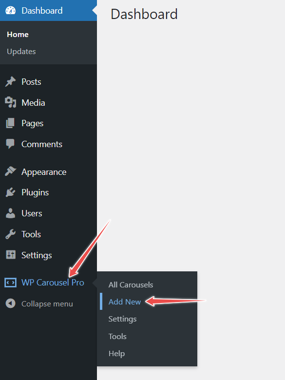 WordPress Carousel pro adding new carousel