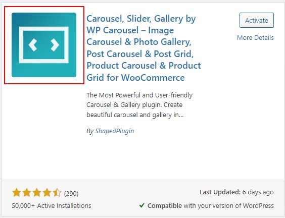 WordPress image slider, carousel in WordPress