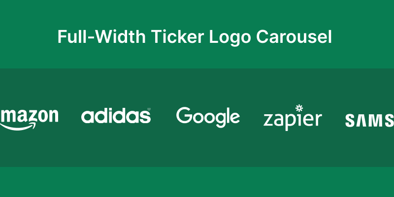 Create a full width ticker logo carousel