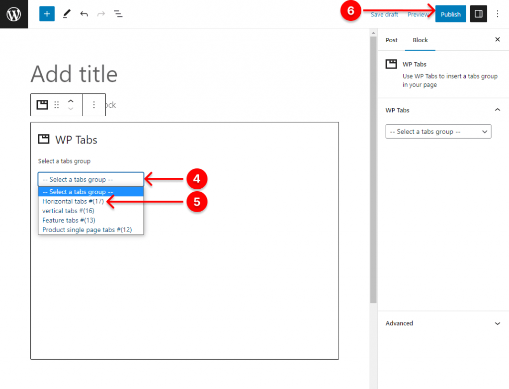 Publish tabbed content