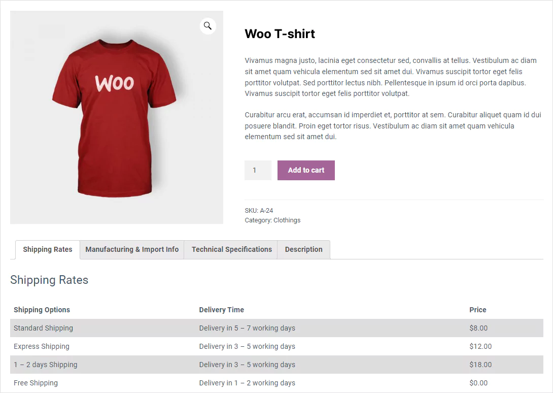 WooCommerce additional tabs demo