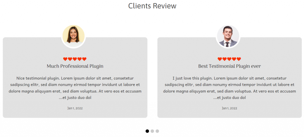 Customer feedback look like on WordPress website