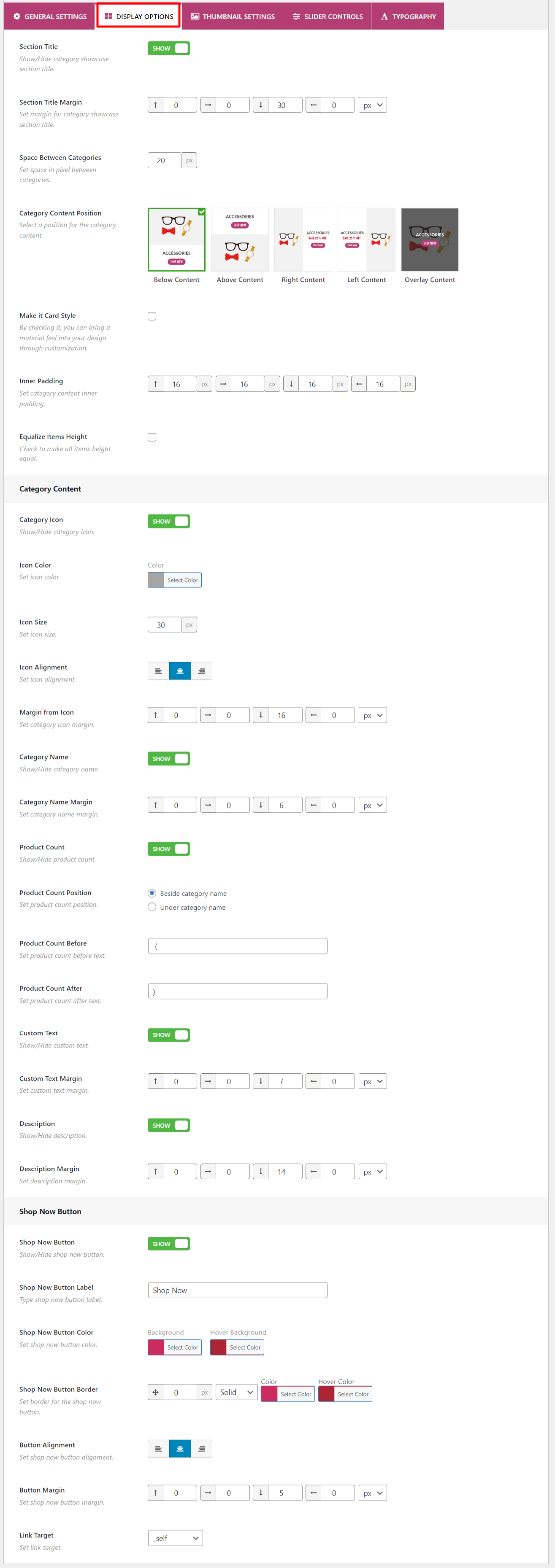 Customizing category slider of WooComerce store Category Slider for WooCommerce Display Options