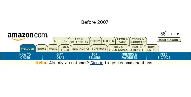amazon old home page