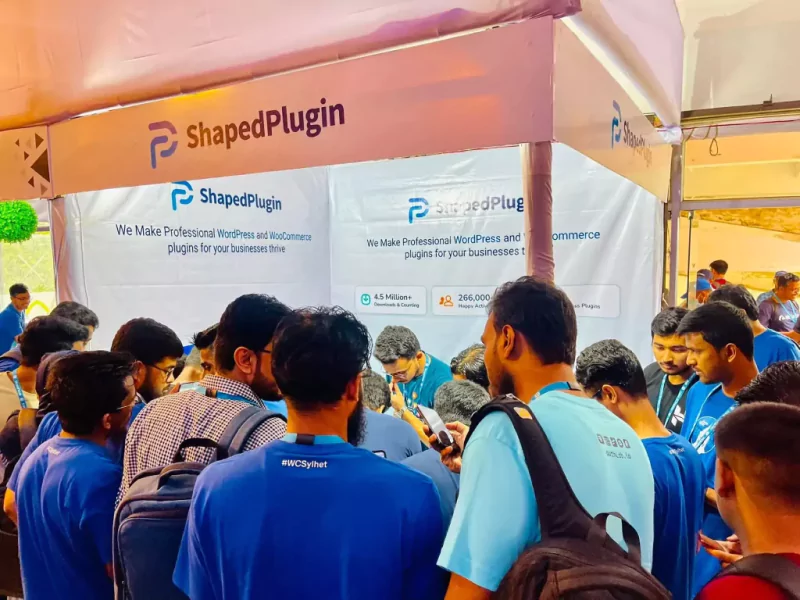 ShapedPlugin booth at WordCamp Sylhet