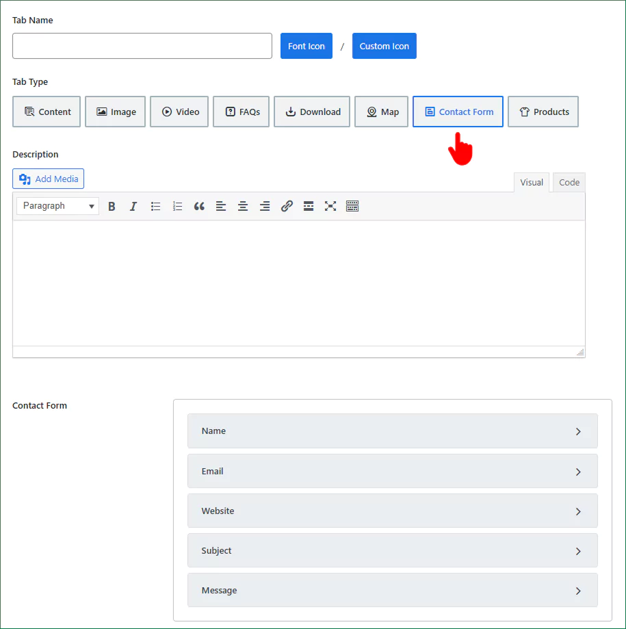 Contact Form Tab for woocommerce