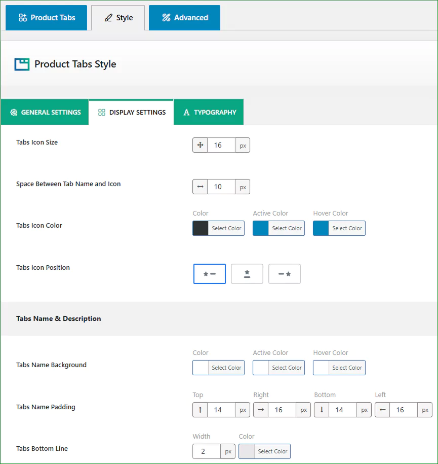 tabs customizations 