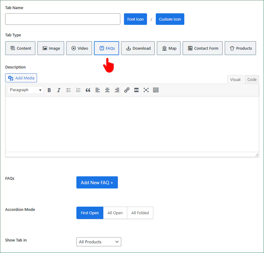 FAQ tab for product pages 