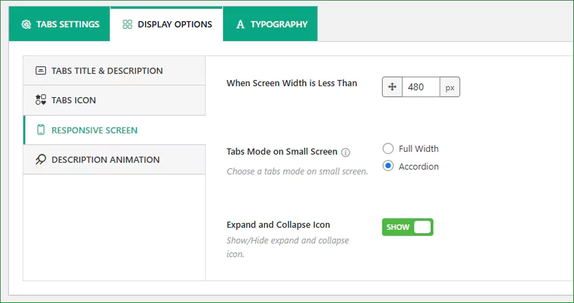 tab responsiveness