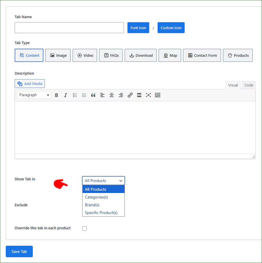 manage tabs globally or individually 