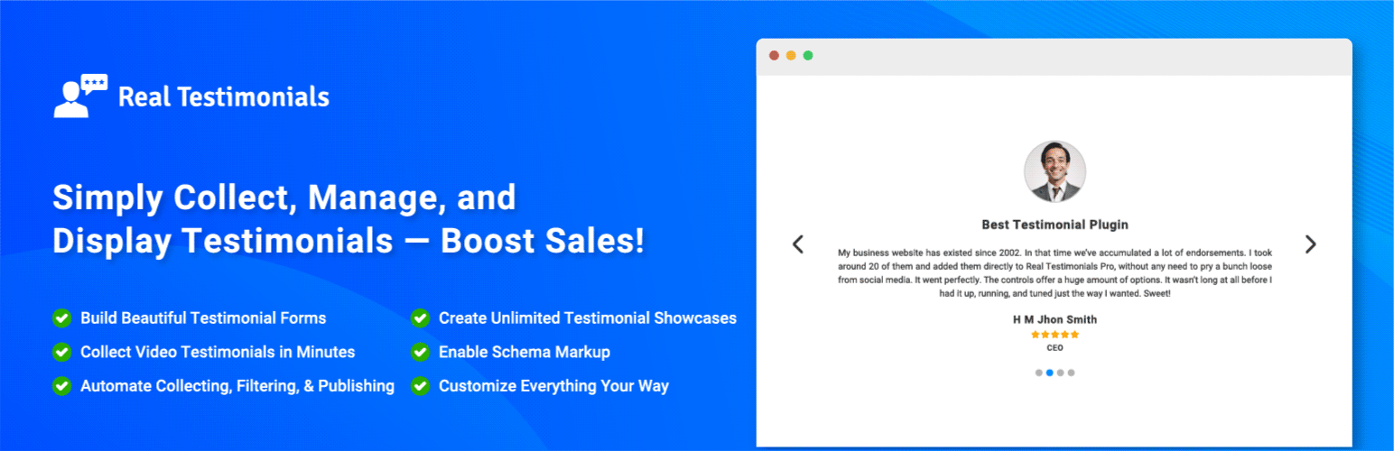 Collect, display and organize customer reviews in WordPress using Real Testimonials