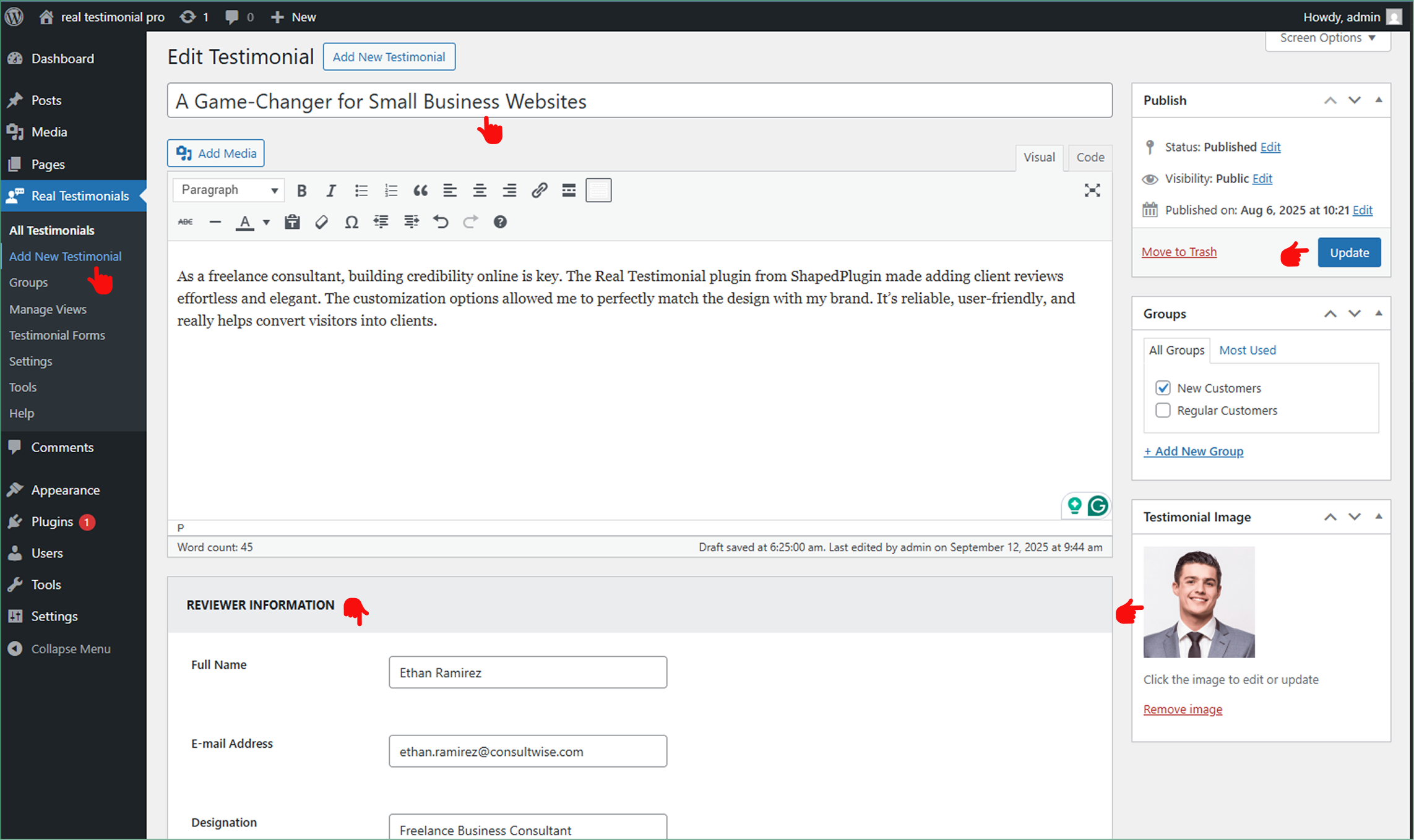 How to create Manual Testimonial Grid in WordPress