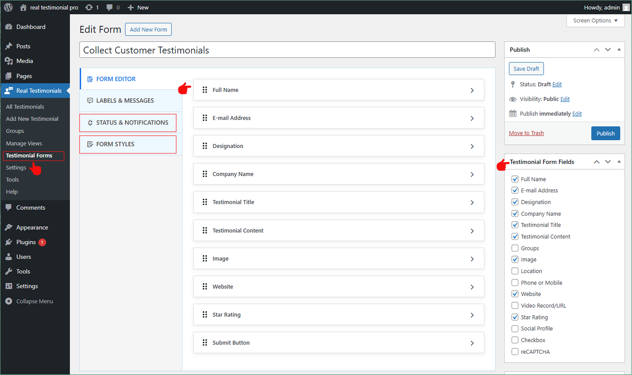 customizable forms to collect reviews
