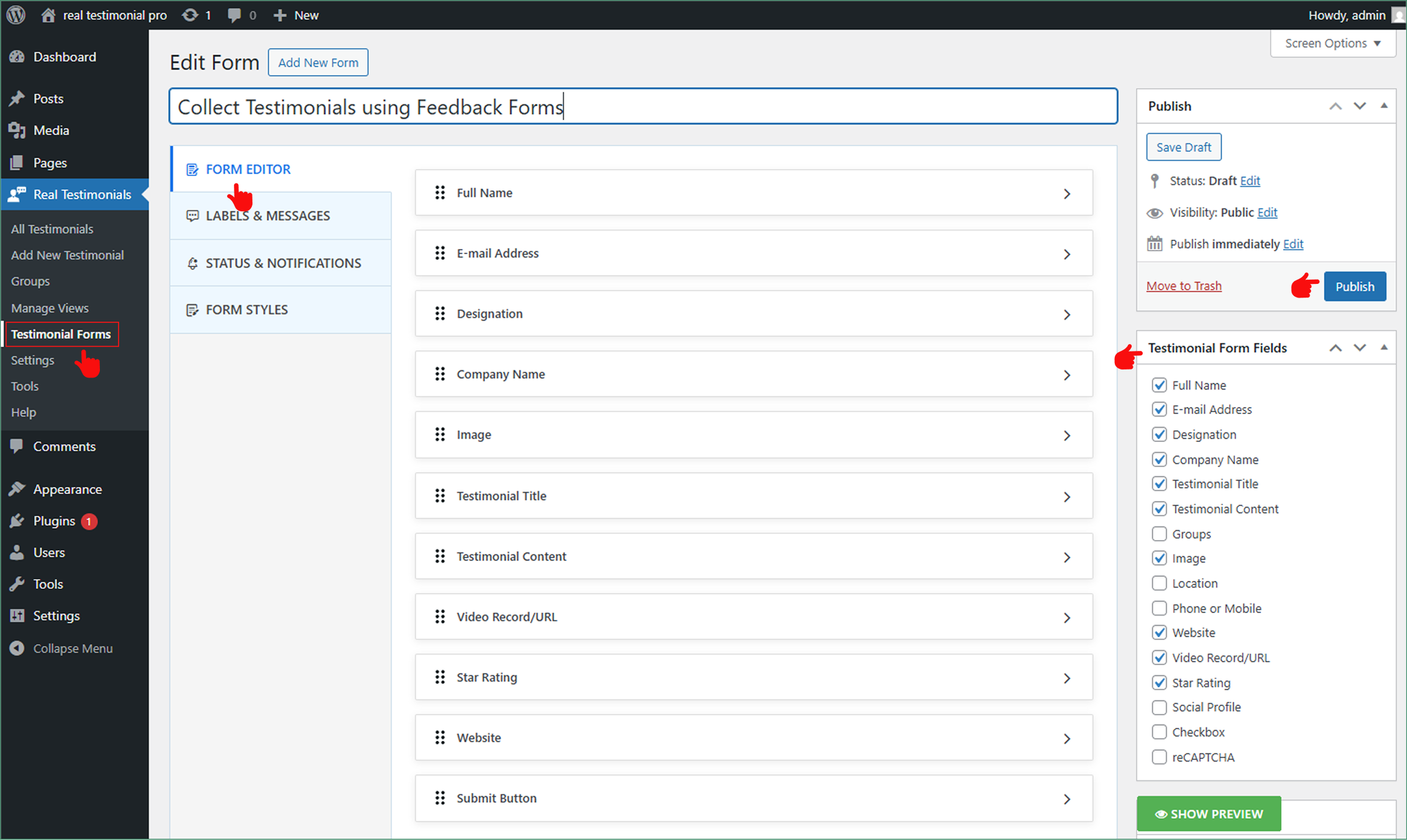 How to Collect Testimonials Grid in WordPress using Feedback Forms