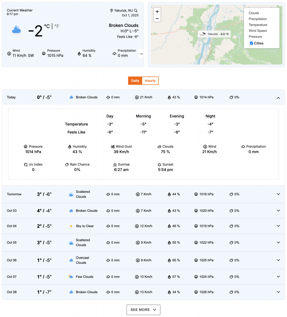 How to display weather forecast using weather accordion block
