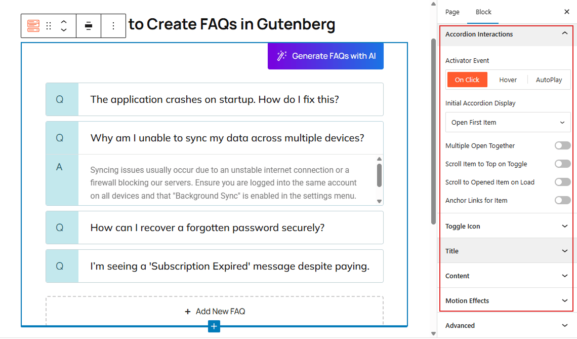 How to Add FAQ Content & Add Interactions