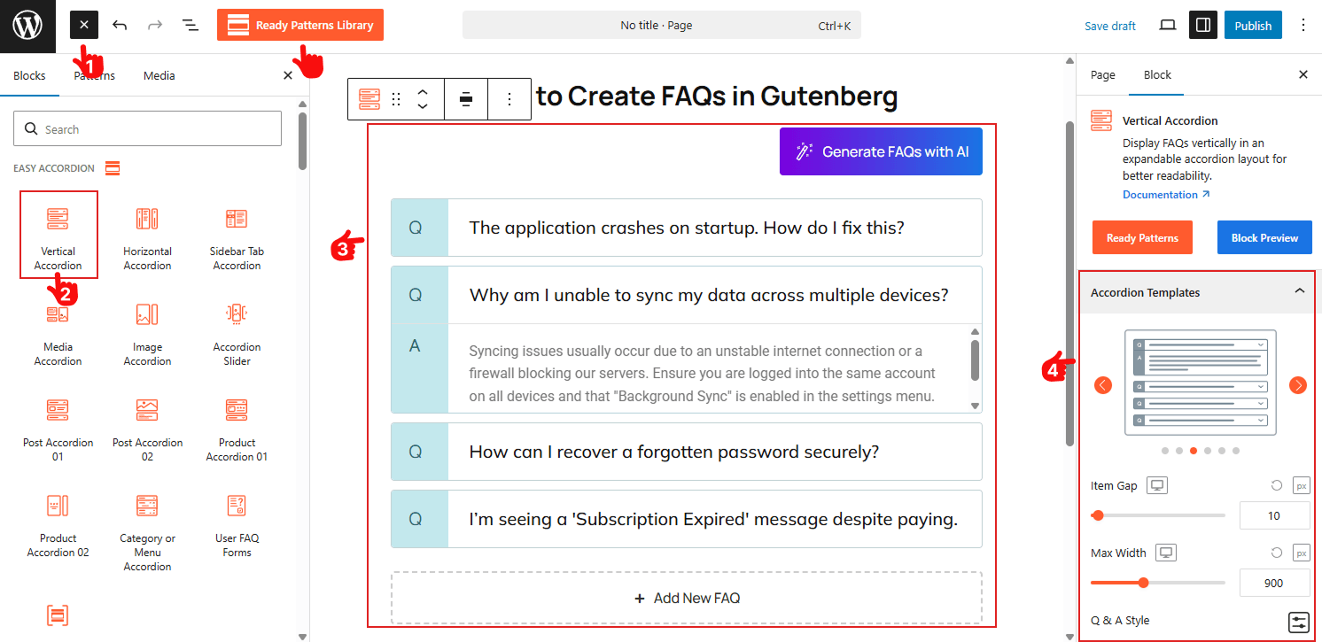 How to Add FAQs in Gutenberg